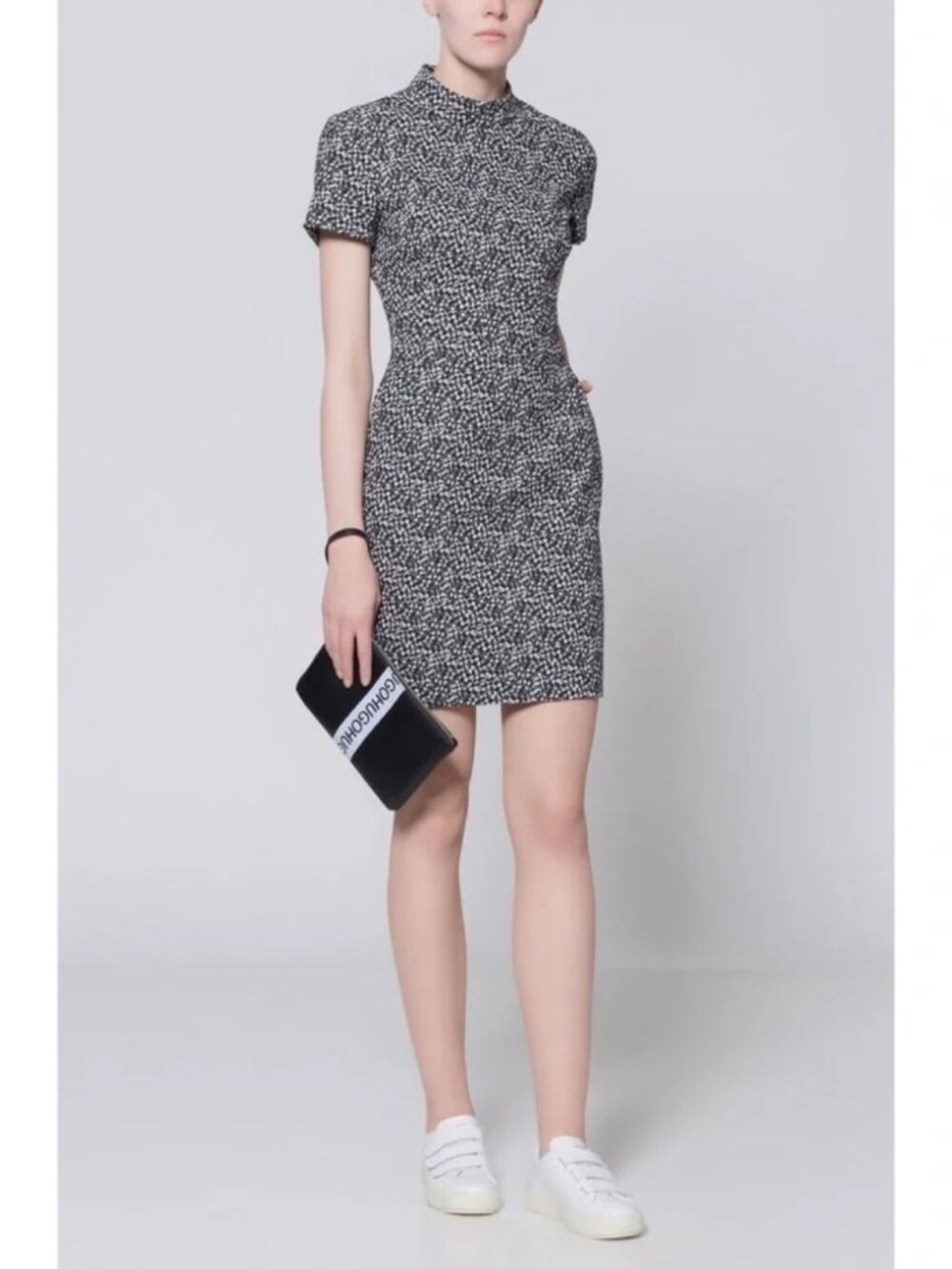 Hugo Boss Kirsi Turtle Neck Patterned Dress Short Sleeve Sheath